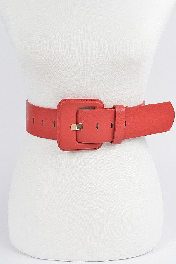 10262021 Red Faux Leather Plus Size Wide Belt