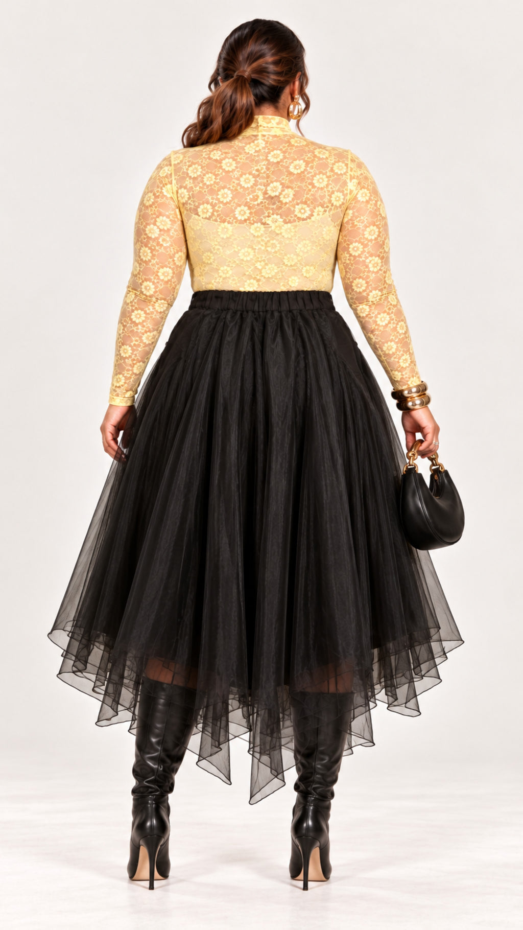 Midnight Edge Belted Tulle Skirt- PREORDER
