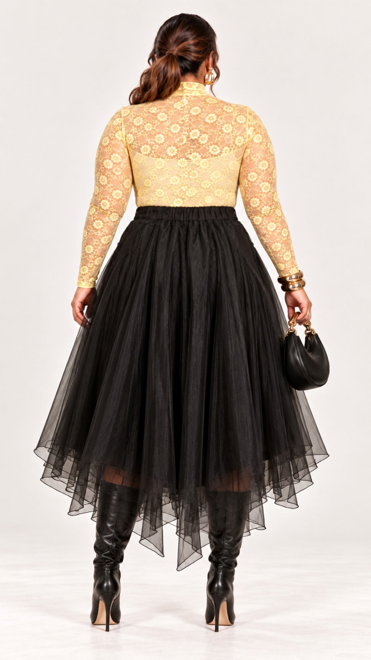 Midnight Edge Belted Tulle Skirt- PREORDER