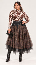 The Leopard Edge Belted Tulle Skirt- PREORDER