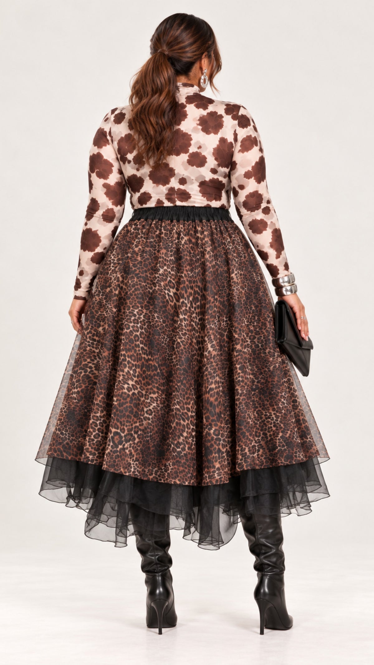 The Leopard Edge Belted Tulle Skirt- PREORDER