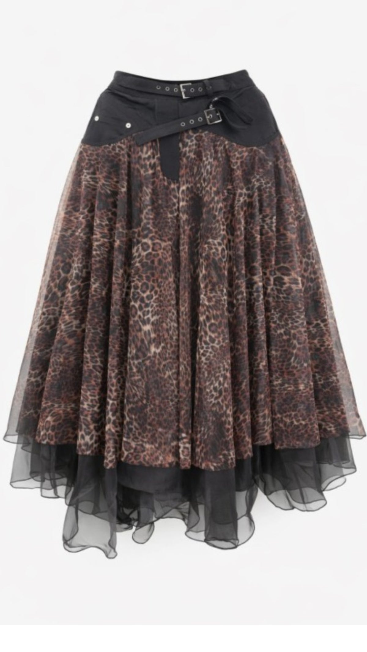 The Leopard Edge Belted Tulle Skirt- PREORDER