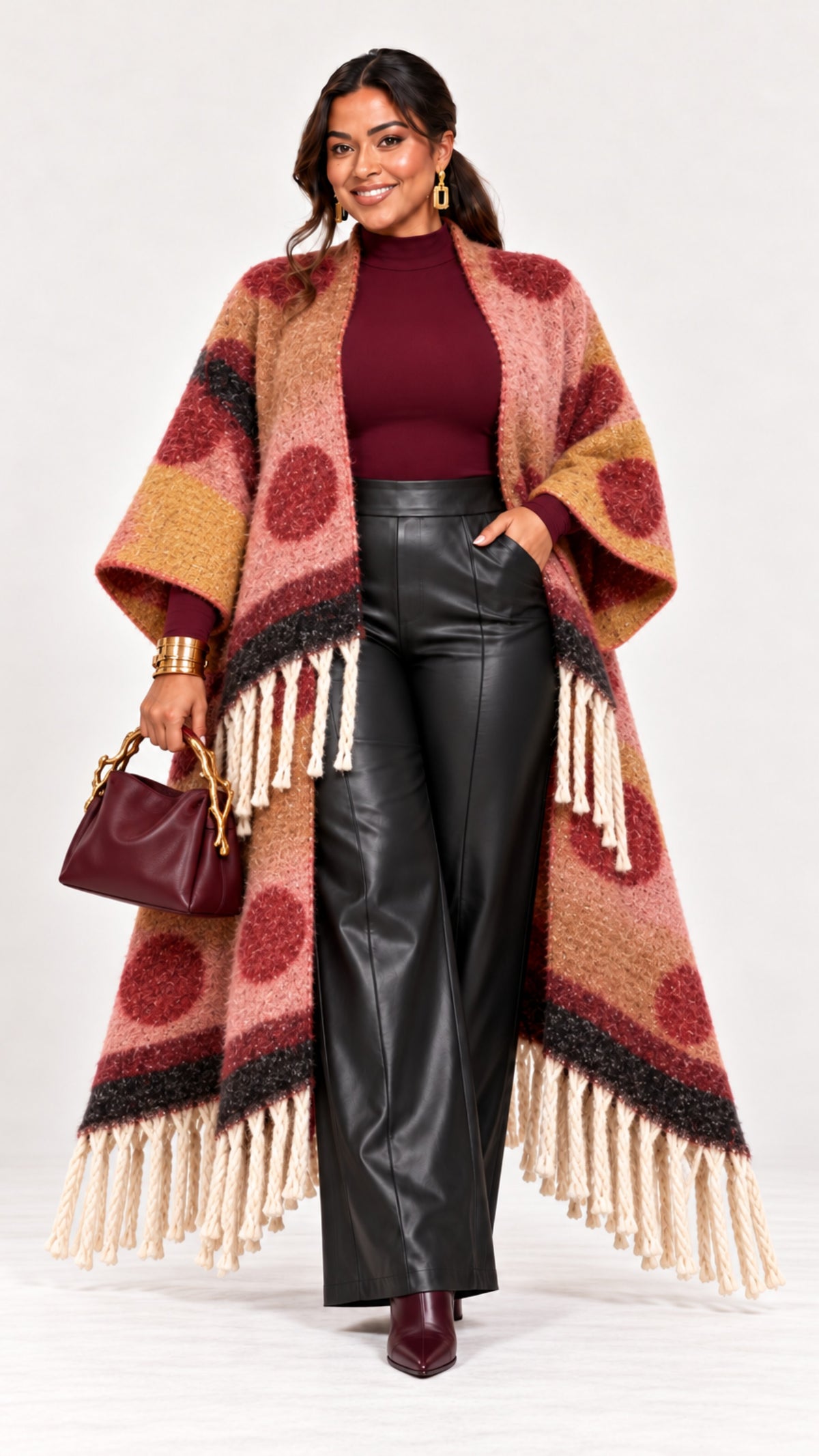 Autumn Mosaic Fringe Kimono Duster ONE SIZE FIT- PREORDER