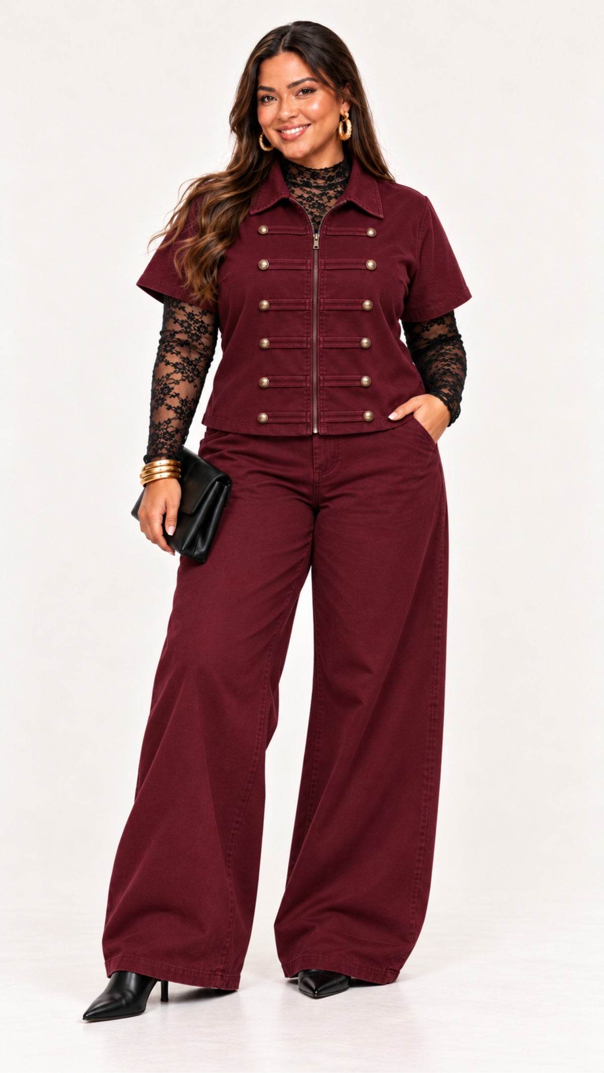 The Napoleon Top and Pant Set – Burgundy