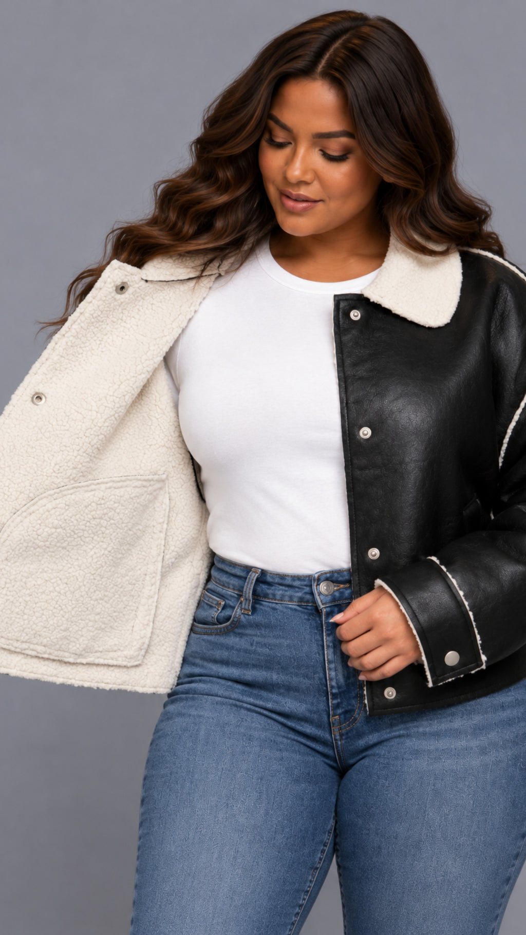 Black Faux Leather Inner Fur Jacket