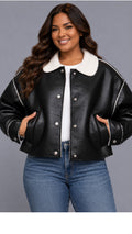Black Faux Leather Inner Fur Jacket