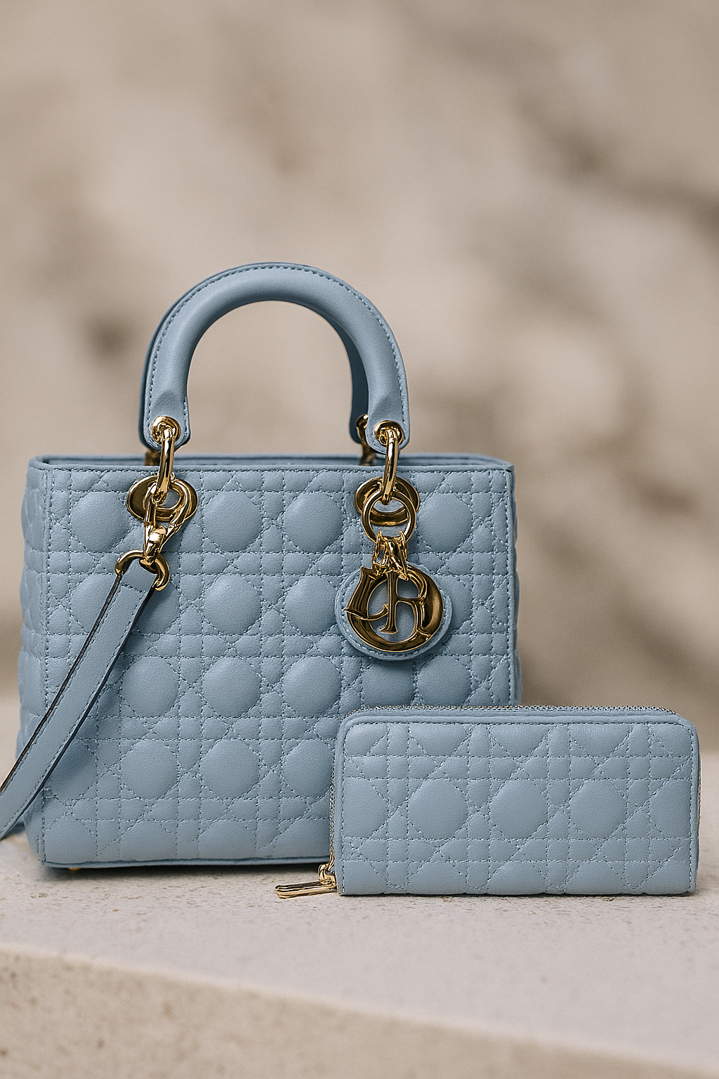 071025 Large Size Quilted Satchel Wallet Set 2in1