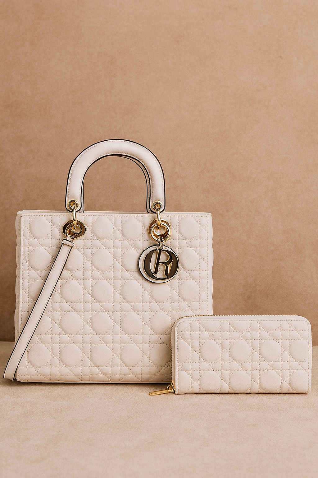 071025 Large Size Quilted Satchel Wallet Set 2in1