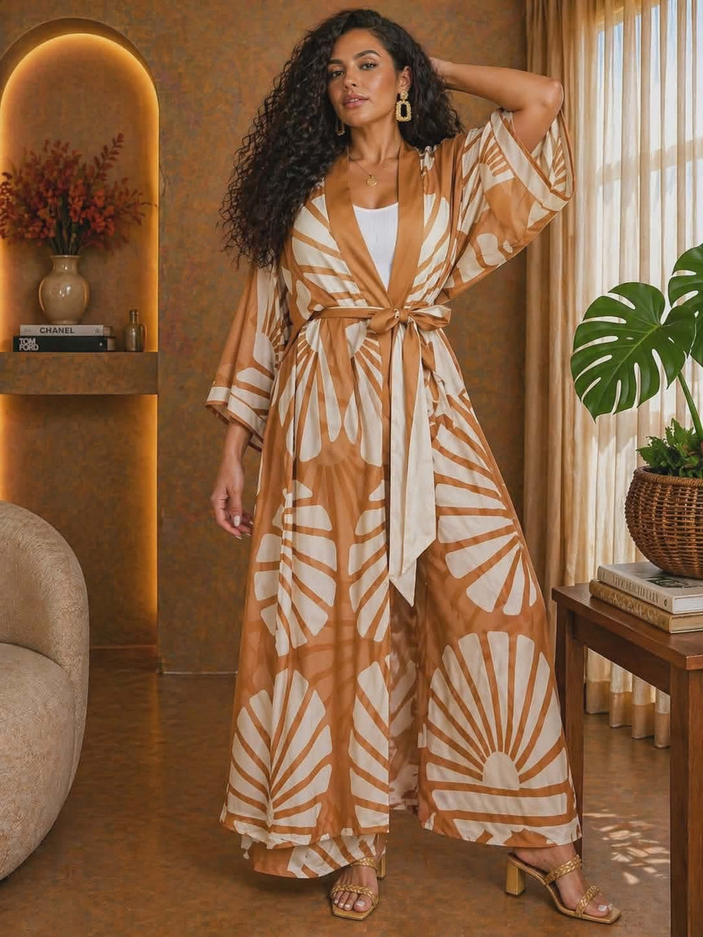 042526 The Sunset Kimono & Wide Legs Pant set