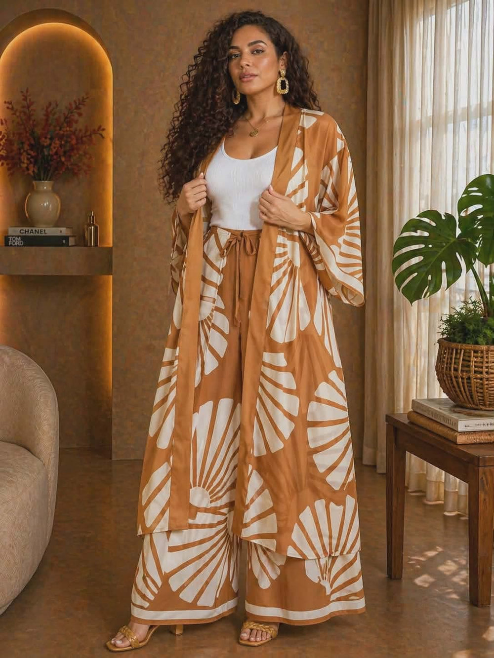 042526 The Sunset Kimono & Wide Legs Pant set