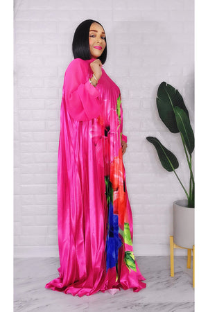 050523 Fuchsia Spring Has Sprung Pleated Maxi Dress