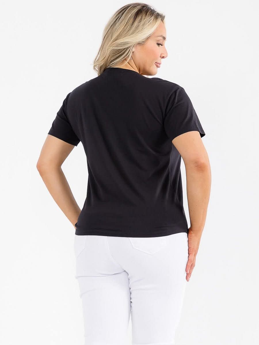 021226 Black Stylized Abstract Female face Illustration Graphic Top