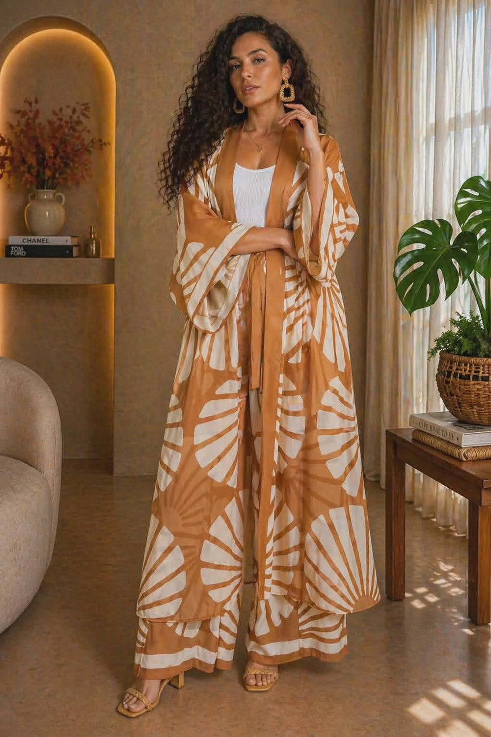 042526 The Sunset Kimono & Wide Legs Pant set