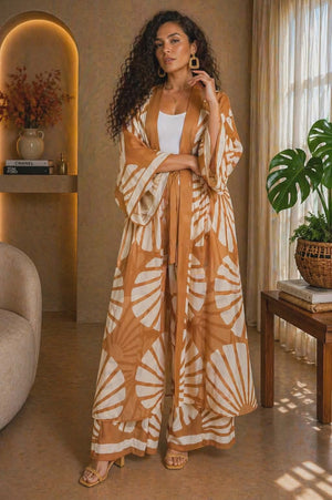 042526 The Sunset Kimono & Wide Legs Pant set
