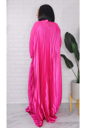 050523 Fuchsia Spring Has Sprung Pleated Maxi Dress