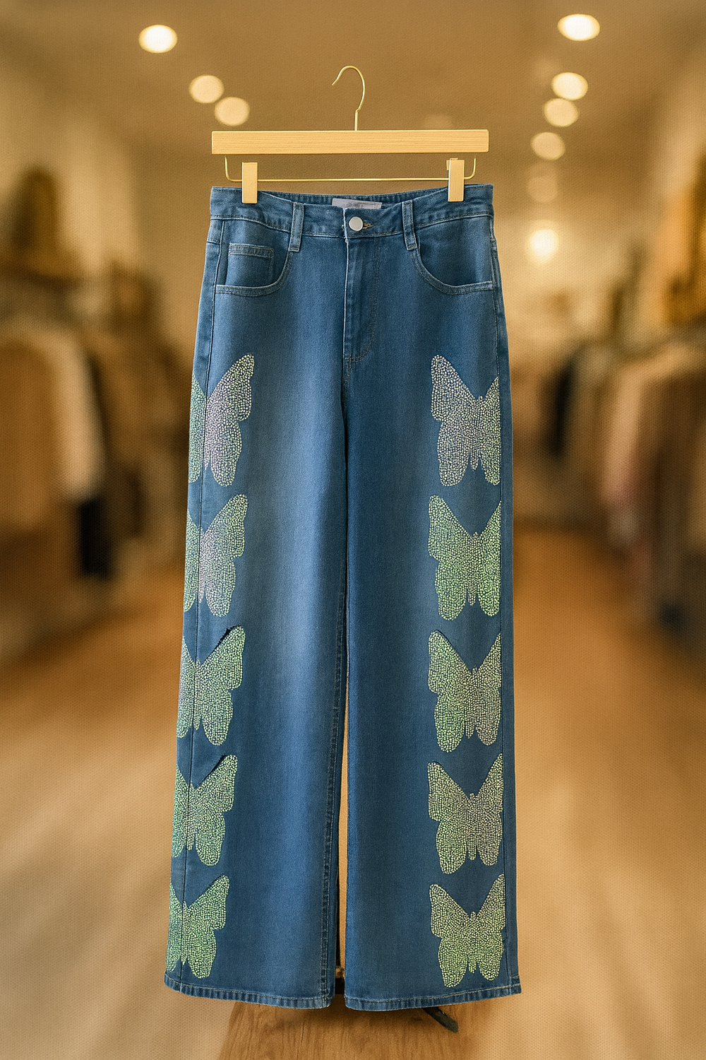 112025 Crystal Butterfly Cascade Denim