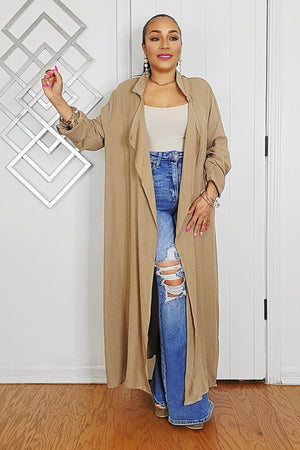 042525 Our Open Front Long Sleeve Mocha Cardigan