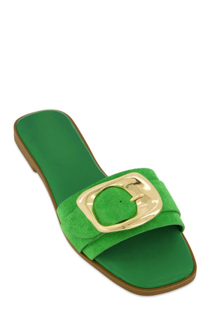 071325 The Green Casual Open Toe Buckle Strap Sandals