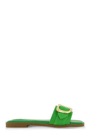 071325 The Green Casual Open Toe Buckle Strap Sandals