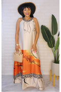 072523 The Sahara Orange Print Maxi Dress
