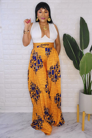 061923 The Yellow Inspired Nana Wax Print High Palazzo Pant