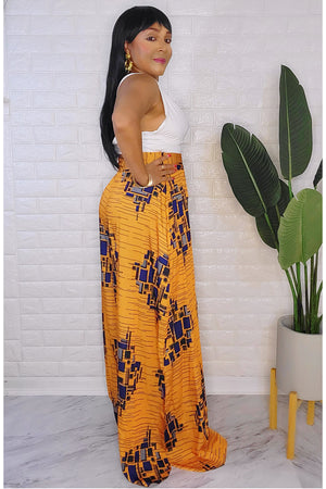 061923 The Yellow Inspired Nana Wax Print High Palazzo Pant