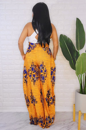 061923 The Yellow Inspired Nana Wax Print High Palazzo Pant