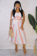 062823  Corals/White Stripe St Tropez Vibes 2 pieces Skirt Set