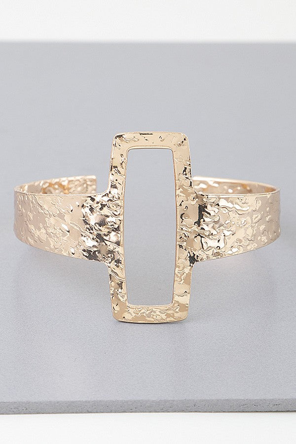 110724 Hammered Open Frame Cuff Bracelet