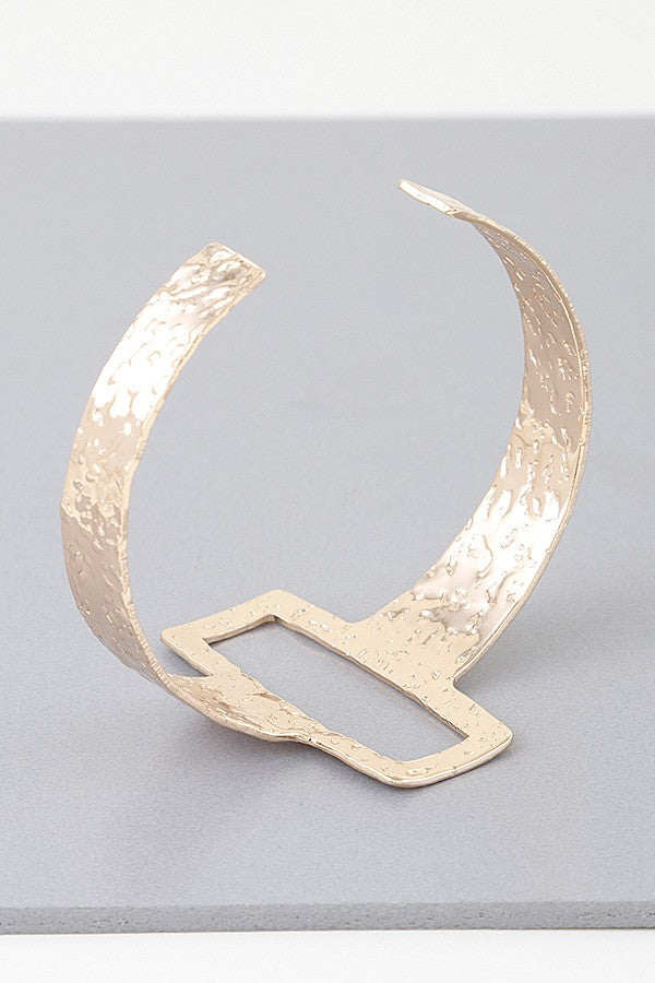 110724 Hammered Open Frame Cuff Bracelet