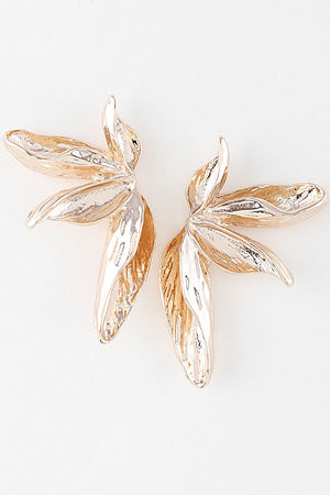 121124 Gold Birds Of Paradise Flower Earrings