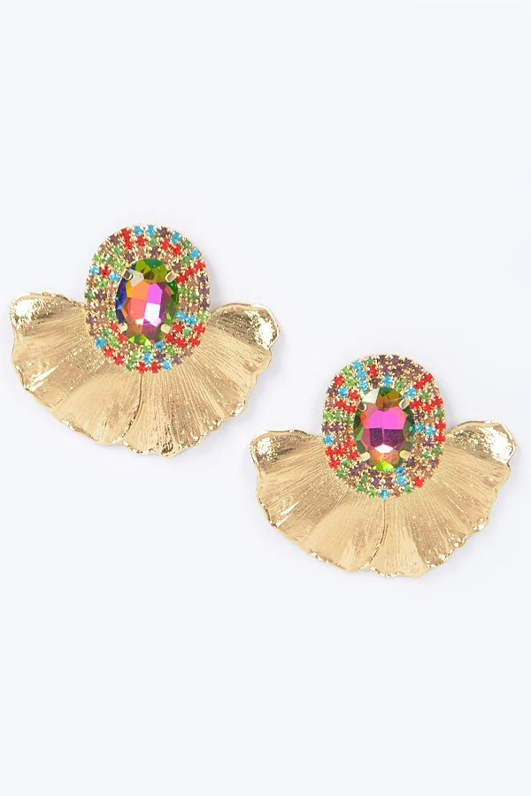 121124 Rhinestone Metal Earrings