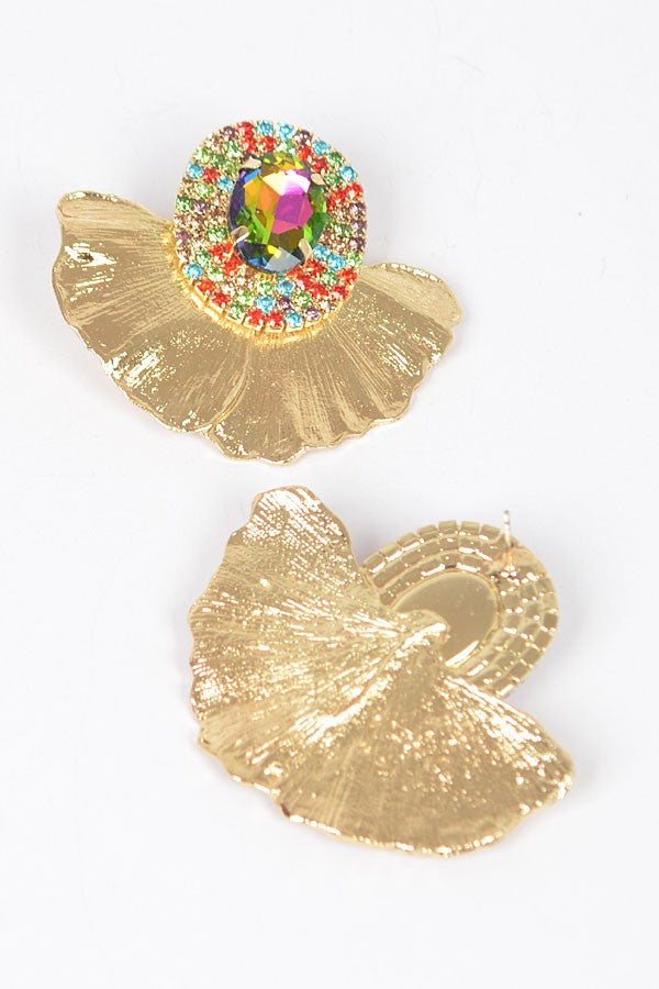 121124 Rhinestone Metal Earrings