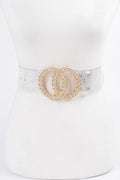 121124 Wide Plus Size Belt W Rhinestone Buckle