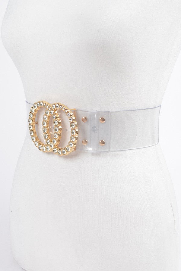 121124 Wide Plus Size Belt W Rhinestone Buckle