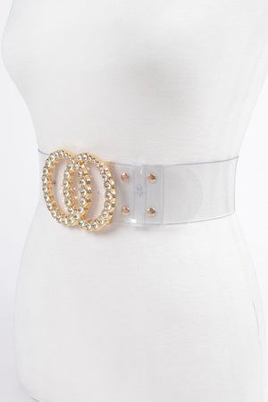 121124 Wide Plus Size Belt W Rhinestone Buckle