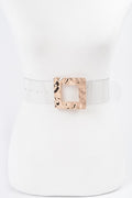 121124 Gold Square Metal Buckle Plus Size Clear Belt