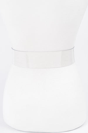 121124 Gold Square Metal Buckle Plus Size Clear Belt