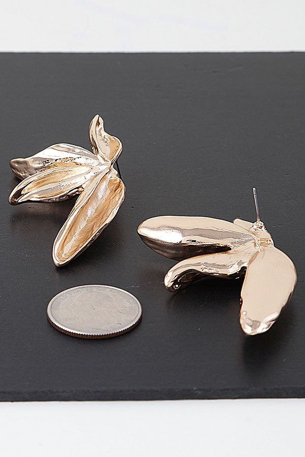 121124 Gold Birds Of Paradise Flower Earrings