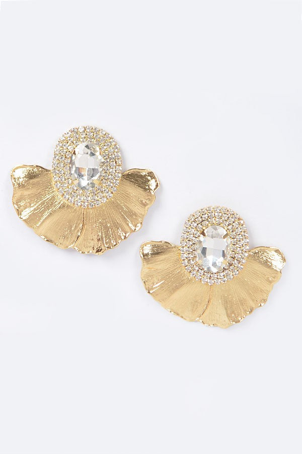 121124 Rhinestone Metal Earrings