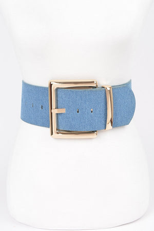 121124 Oversized Metal Buckle Denim Plus Size Waist Belt