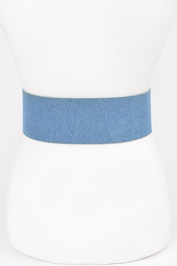 121124 Oversized Metal Buckle Denim Plus Size Waist Belt