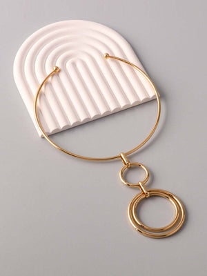 121524 Gold Hoop Pendant Collar Necklace