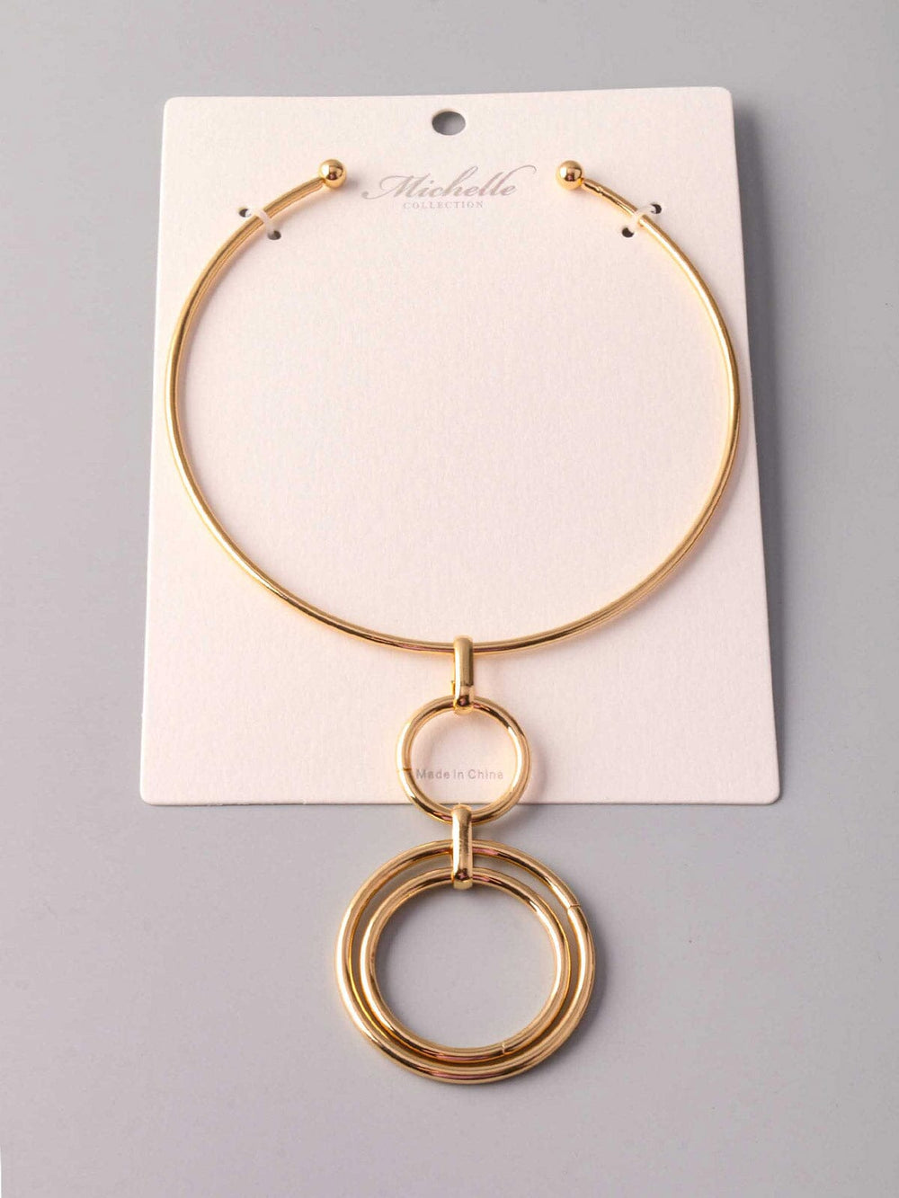 121524 Gold Hoop Pendant Collar Necklace