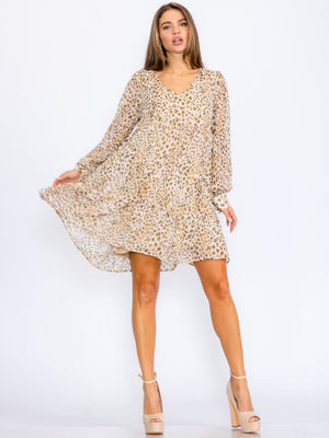 121524 Ivory Animals Print Tunic Dress