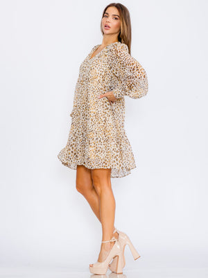 121524 Ivory Animals Print Tunic Dress