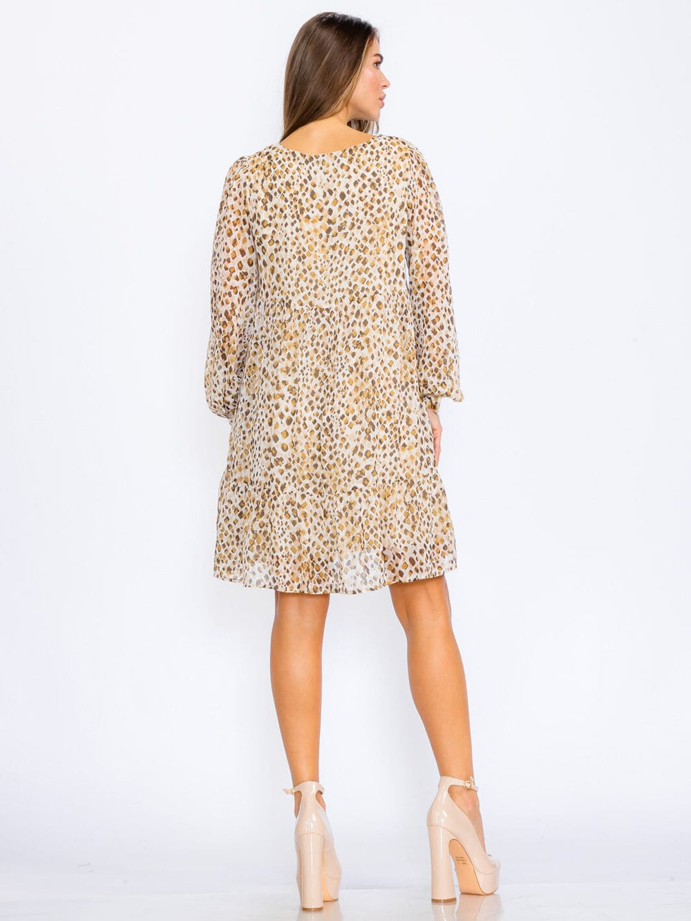 121524 Ivory Animals Print Tunic Dress
