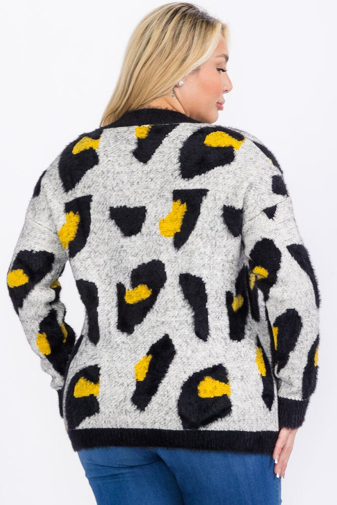 121524 Black Grey Animal Print Sweater