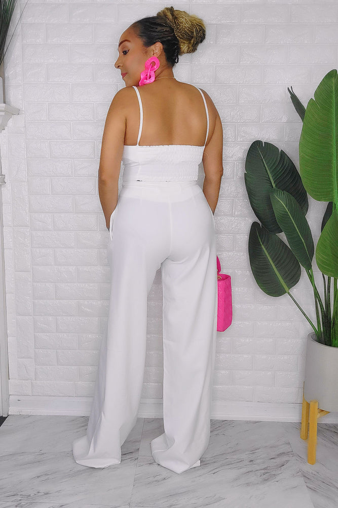 091523 The White Crop top and Pant set