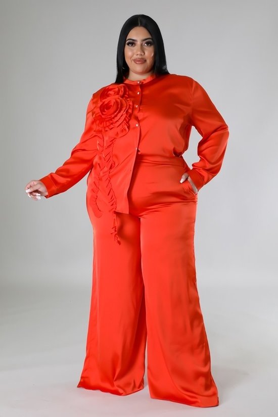 092823 The Rustic Orange Long Sleeve Shirt and Pant Set